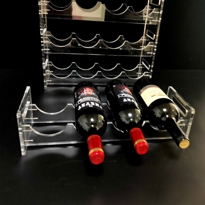 明確なアクリルの支えがなく積み重ね可能なびんのオルガナイザーの表示ワインの棚