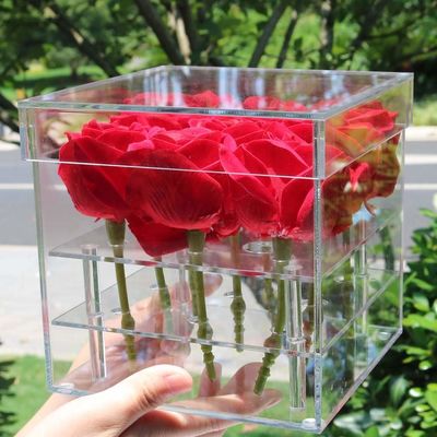 取り外し可能なアクリルのディスプレイ・ケースの明確なアクリルのローズの花箱の永遠の生命の貯蔵