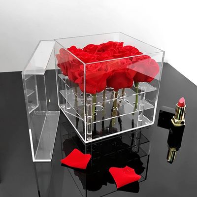 取り外し可能なアクリルのディスプレイ・ケースの明確なアクリルのローズの花箱の永遠の生命の貯蔵