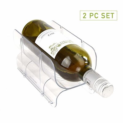 二重ワインのアクリルのびんの棚のテーブルの上の明確なルーサイトの表示